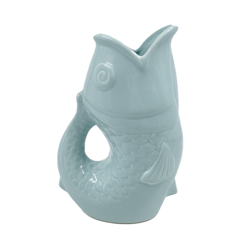 Vase pichet poisson gm bleu givré L16,5 P11 H25,3cm