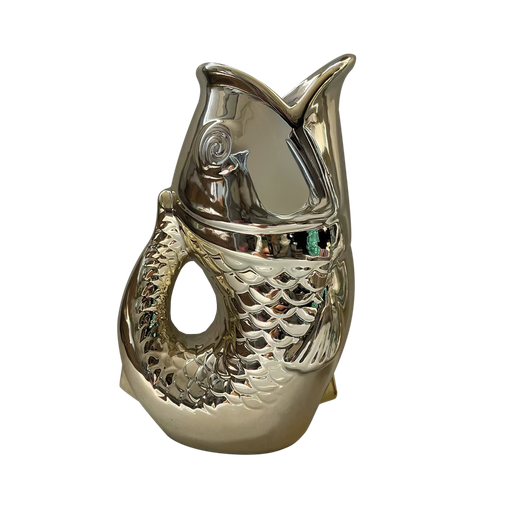 Vase ceramic Poisson gm doré L16,5 P11 H25,3cm